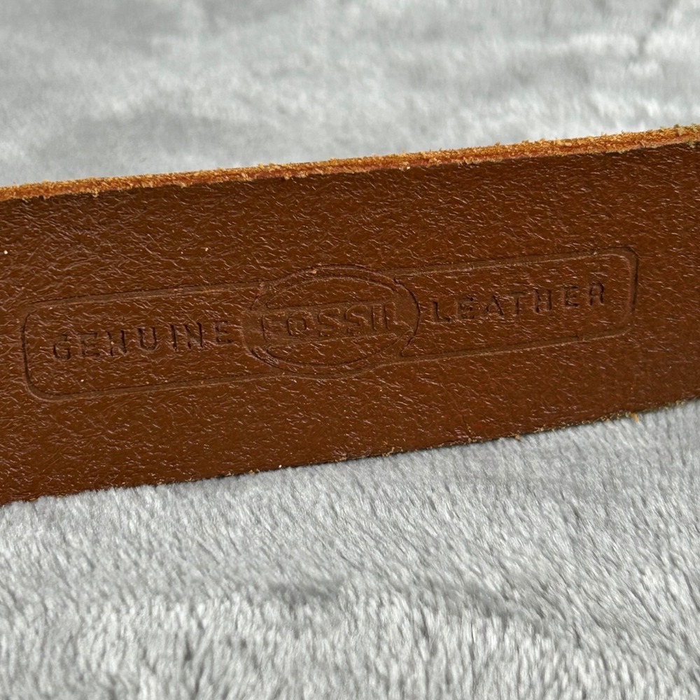 Vintage Fossil Brand Leather Belt Small Distressed Floral Patchwork Brown Multi - Picture 5 of 10